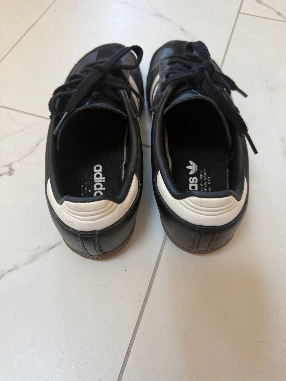 adidas Samba Black White Leather Sneakers with Gum Sole - Picture 3 of 3